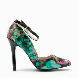 Floral Ankle Strap Heels